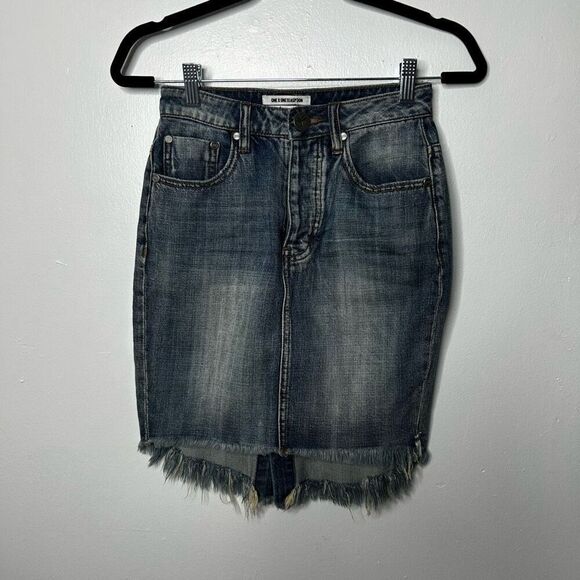 One X One Teaspoon Denim Mini Skirt Size 24 100% Cotton Y2K Classic Versatile